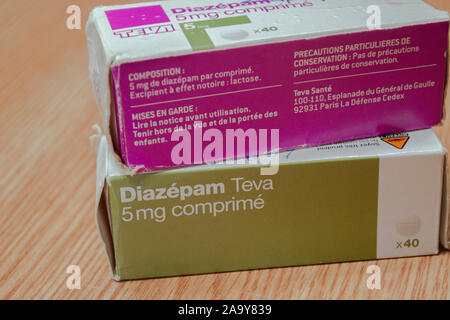 Diazepam 5 mg compresse, Teva Francia Foto Stock