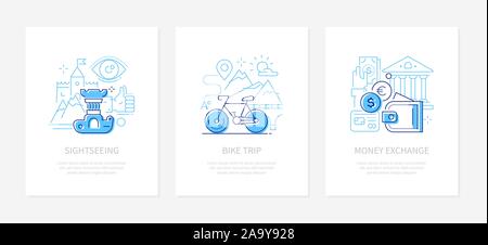 Vacanze e viaggi - linea uno stile di design banner Illustrazione Vettoriale