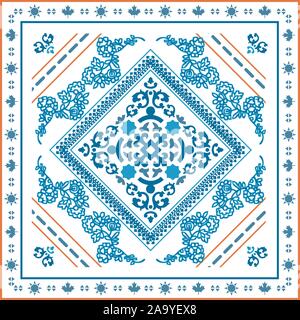 Vettore orientali sciarpa,modello etnico,simmetrica,texture di sfondo tradizionale,scialle,bandana,sciarpa stampa. Illustrazione Vettoriale