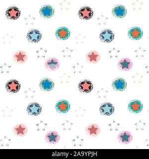 Modello senza giunture stelle su sfondo bianco. Illustrazione Vettoriale