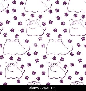 Carino baby pattern per tessili o di decorazione di interni. Gatto cane e stampe della zampa Illustrazione Vettoriale