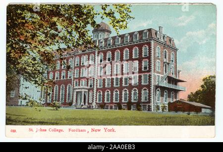 Cartolina illustrata del St Johns College, Fordham, Bronx, New York City, pubblicato da foto e arte cartolina postale Co, 1908. Dalla Biblioteca Pubblica di New York. () Foto Stock