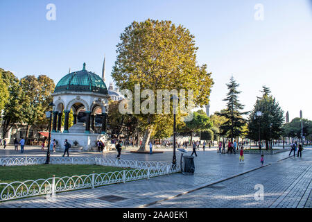 Istanbul, Turchia - Settembre-28.2019: Costruito per commemorare l'imperatore tedesco Wilhelm II la visita a Sultanahmet, Istanbul nel 1898. Foto Stock