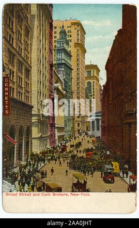 Cartolina illustrata del marciapiede brokers in un affollato Broad Street, New York City, 1909. Dalla Biblioteca Pubblica di New York. () Foto Stock