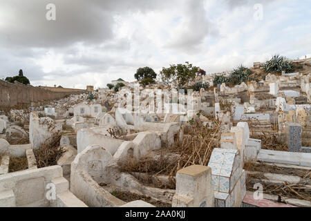Fez, in Marocco. Il 9 novembre 2019. vista panoramica del cimitero musulmano di Fès Foto Stock