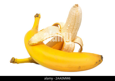 Banane 3d rendering fotorealistici con texture isolati su sfondo bianco Foto Stock