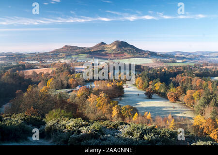 Scott, Bemersyde vicino a Melrose, confini scozzesi che ha fama di essere una delle visualizzazioni preferite di Sir Walter Scott. Foto Stock