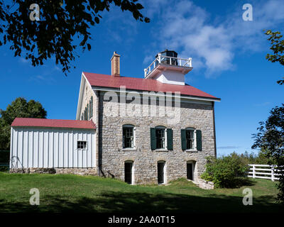 Pottawatomie Lighthouse, Rock Island State Park, Door County, Wisconsin. Foto Stock