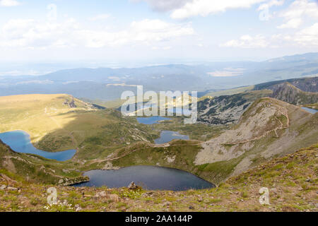 Montagna Rila, Bulgaria - 02 August, 2019: vista su sette laghi di Rila. Foto Stock