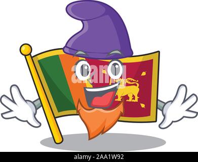 Il Mascot bandiera dello Sri lanka con in carattere elf Illustrazione Vettoriale