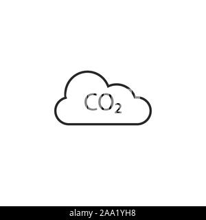 Co2, ecologia, icona della nuvola. Illustrazione Vettoriale, design piatto. Illustrazione Vettoriale