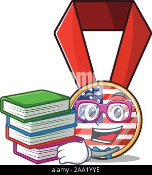 Cartoon usa nastro con il carattere studente portare prenota Illustrazione Vettoriale