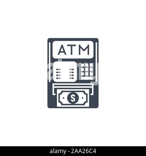 ATM relative vettore icona glyph Illustrazione Vettoriale