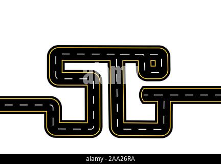 Strada. Autostrada con giallo e bianco marcature stilizzati iscrizione 5g. Isolato illustrazione vettoriale Illustrazione Vettoriale