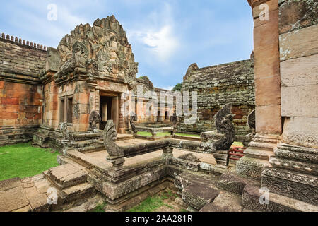 Il tempio Khmer Prasat Hin di Phnom Rung (Phnom Rung castello in pietra) in Chaloem Phrakiat distretto, Buriram Provincia, Thailandia. Foto Stock