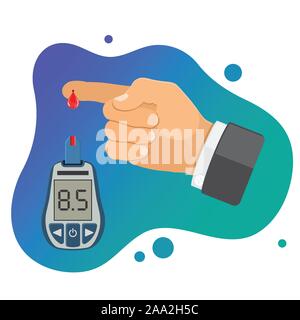 Concetto del diabete con Misuratore glicemia Illustrazione Vettoriale