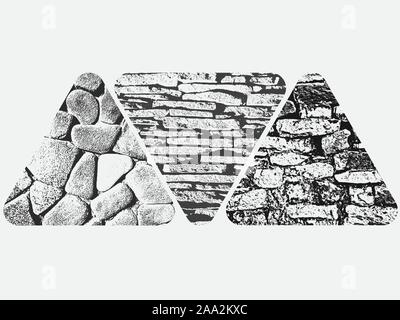 Serie di triangoli di grunge. Triangolo danno forma grunge silhouette. Addolorato grunge texture. Illustrazione Vettoriale Illustrazione Vettoriale