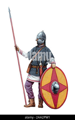 Fine soldato romano. Legionario romano illustrazione. Foto Stock