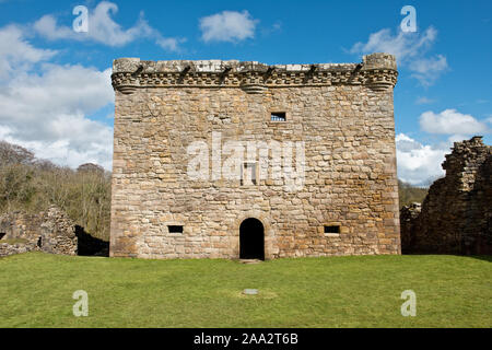 Rettangolare principale torre di castello conserva di Craignethan Castle. South Lanarkshire, Scozia Foto Stock