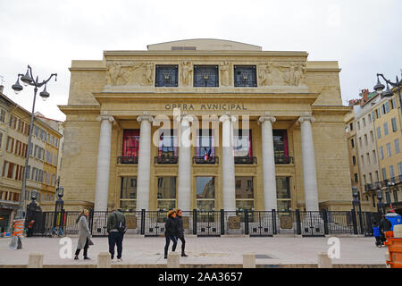 MARSEILLE, Francia - 13 NOV 2019- Vista del punto di riferimento Opera Municipal de Marseille, una storica opera house si trova a Marsiglia, Francia. Foto Stock