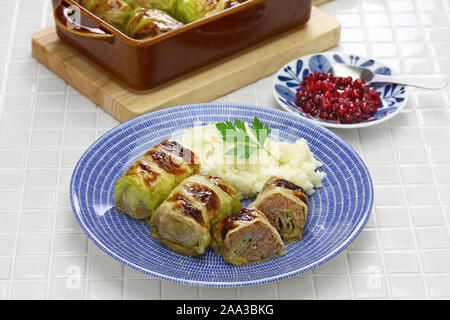 Cotta involtini di cavolo , cucina finlandese Foto Stock