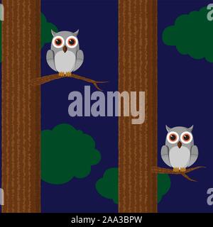 Seamless pattern gufi Illustrazione Vettoriale