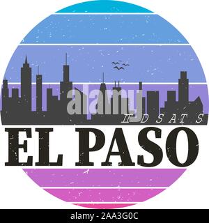 El Paso, nel poster colorato design t-shirt logo Illustrazione Vettoriale