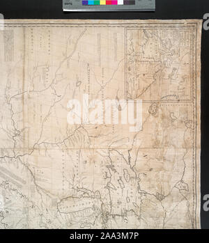 Citazione/Riferimento: Ristow. Il menù à la carte, p. 10 sollievo mostrato graficamente. Terza impressione di 1a ed.; mostra Worcester, Massachusetts, come distinta dalla precedente impressione. Venduto da e: Millar di fronte Katharine Street in The Strand. Contorno colore. Include il testo e inserire una nuova mappa di Hudson's Bay e Labrador dal tardo sondaggi di quelle coste.; una mappa degli Inglesi e dei domini francesi in Nord America : con le strade, distanze, i limiti e la portata degli insediamenti, umilmente inscritto a destra onorevole il Conte di Halifax, e l'altro diritto Onorevoli Signori Commissari per il commercio Foto Stock