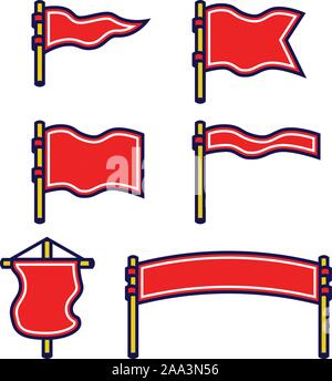 Collezione insieme di contorno in grassetto bianco bandiera illustrazione vettoriale. Illustrazione Vettoriale