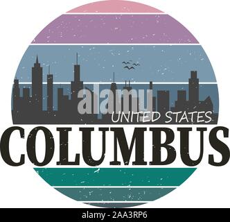 Columbus Ohio Skyline Souvenir Viaggi Vector Art Design Turismo Illustrazione Vettoriale