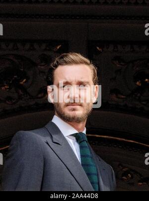 Monaco Ville, Monaco. Xix Nov, 2019. Pierre Casiraghi presso il Palazzo Principesco a Monaco-Ville, il 19 novembre 2019, in occasione della celebrazione del Monaco?s Giornata Nazionale Credito: Albert Nieboer/ Paesi Bassi OUT/point de vue OUT |/dpa/Alamy Live News Foto Stock