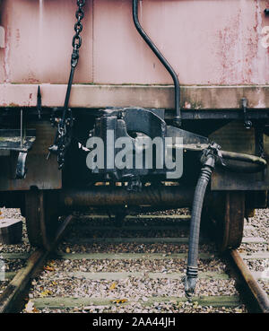 Treno Vintage caboose e accoppiatore Foto Stock