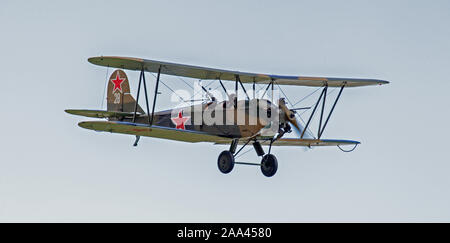 Polikarpov PO2 G-BSSY in volo Foto Stock