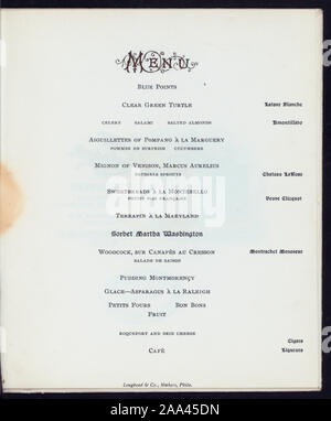 Vini serviti, MENU PARZIALMENTE IN FRANCESE, HOTEL annuncio con la costruzione illustrata SU UN FOGLIO, ritratto di SIR WALTER RALEIGH;; cena annuale [detenute da] il provinciale GRAND LODGE DELL'ORDINE REALE DELLA SCOZIA [a] il Raleigh, WASHINGTON D.C. (L'hotel;) Foto Stock