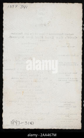 Tutti i vini elencati; MENU IN FRANCESE; cena annuale del 3° Battaglione [detenute da] QUEEN'S ROYAL WEST KENT REGIMENT [at] GRAND HOTEL,Londra, Inghilterra (HOTEL;) Foto Stock