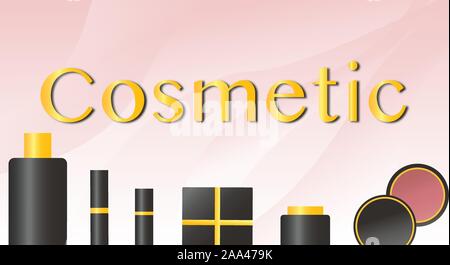 Cosmetici Banner vettore designTemplate, banner orizzontale, rosa banner, brochure flyer design, pubblicità layout. Icona illustrazione vettoriale Illustrazione Vettoriale