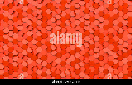 Sfondo geometrico con esagono color corallo figure. Immagine 3D render. Foto Stock