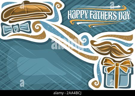 Vector biglietto di auguri per la Festa del Papà, la cornice decorativa con lettering per headline, blu spazio vuoto per auguri, illustrazione di mens accessori, f Illustrazione Vettoriale