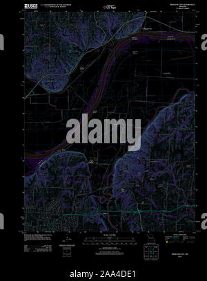 USGS TOPO Map Missouri MO Missouri City 20120117 TM restauro invertito Foto Stock