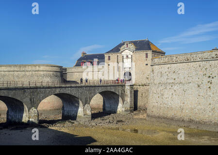 Ingresso del XVI secolo la cittadella di Port-Louis, Morbihan, in Bretagna, Francia Foto Stock