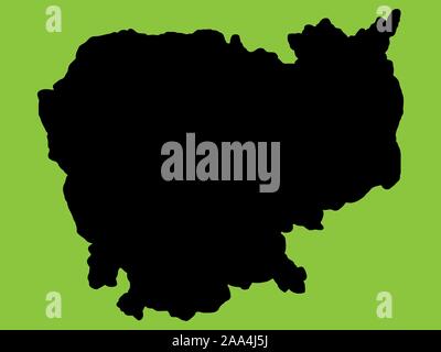 Mappa Cambogia silhouette illustrazione vettoriale EPS 10. Illustrazione Vettoriale