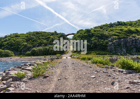 Bornholm Ringebakker, Kueste, Steinbruch, Granit, Eisenbruecke Foto Stock