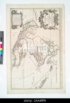 Sollievo mostrato graficamente. California mostrato come nell isola. Un Presentée Monseigneur le Davphin, parson tres-umile, tres-obeissant et tres fidele seruiteur, Hubert Iaillot. Avec privilege du Roy pour vingt ans. Probabilmente da: Atlas nouveau, contenant toutes les parti du monde / Suor Sanson. [Parigi] : Jaillot, 1692-1696. Include il cartiglio decorativo.; Amerique septentrionale divisée en ses principales parti : unità organizzativa distingués sont les vns des autres les estats suivant quils presentemet appartiennent aux Francois, Castillans, Anglois, Suedois, Danois, Hollandois, tirée des relations de toutes ces Foto Stock