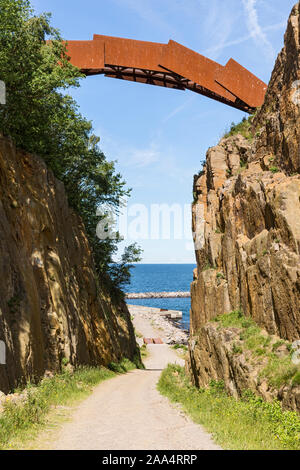 Bornholm Ringebakker, Steinbruch, Granit, Eisenbruecke Foto Stock