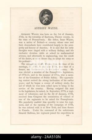 Printmakers includono Asher Brown Durand, M.P. Hall, Max Rosenthal e John Sartain. Titolo dal calendario del Emmet collezione. EM7988; Anthony Wayne Foto Stock