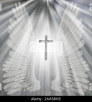 Angel Wings e splendente Santa Luce Foto Stock
