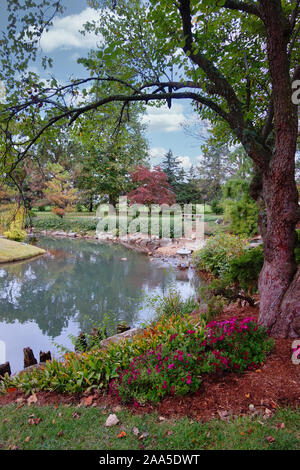 Mizumoto passeggiata giapponese giardino in Springfield, MO Foto Stock