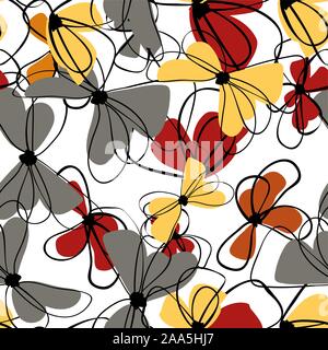 Fiori in stile vintage su morbido sfondo bianco. Elemento floreale decorativa. Seamless floral background. Splendidi fiori, grande design per qualsiasi Illustrazione Vettoriale