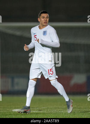 High Wycombe, Regno Unito. Xix Nov, 2019. Ian Poveda-Ocampo (Manchester City) di Inghilterra U20 durante la partita internazionale tra Inghilterra U20 e Islanda U21 presso Adams Park, High Wycombe, in Inghilterra il 19 novembre 2019. Foto di Andy Rowland. Credito: prime immagini multimediali/Alamy Live News Foto Stock