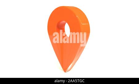 Mappa pins su arancione e bianco, 3D render Foto Stock